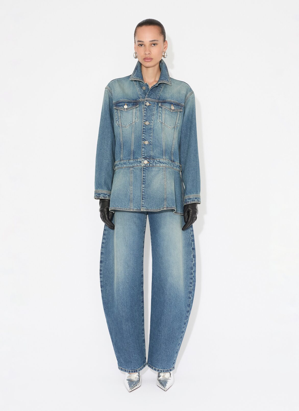 DENIM PEPLUM JACKET ALAÏA BLEU VINTAGE DENIM PEPLUM JACKET